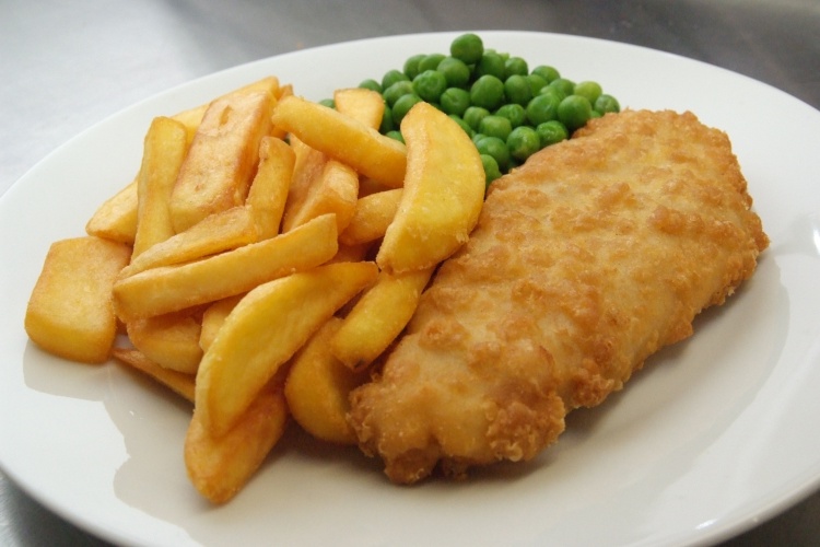 Battered Fish & Chips with Peas